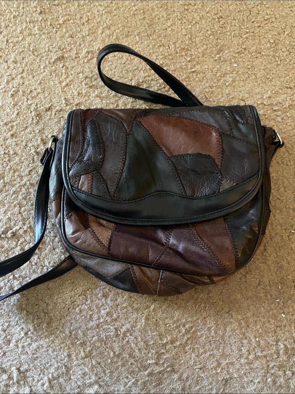 Empire-Orr Inc. Patchwork Leather Crossbody Bag in Brown & Black Tones